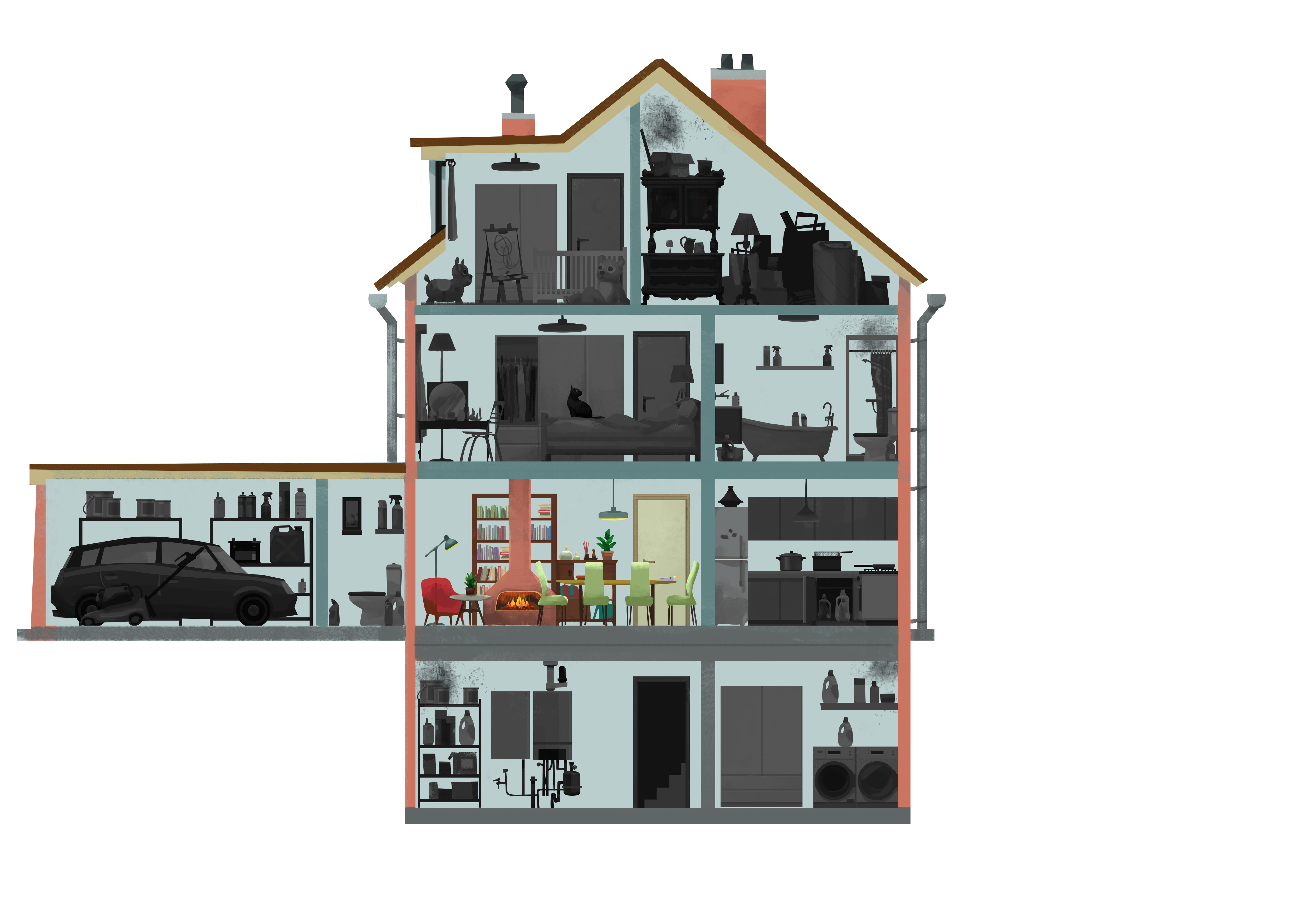 vervuilende stoffen in woonkamer